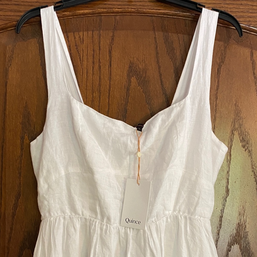 Quince White Linen Scoop-Neck Sundress
